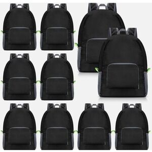 Lot Of 10 Pcs Backpacks  17 Inches Foldable Basic Backpack Black- Christmas Gift